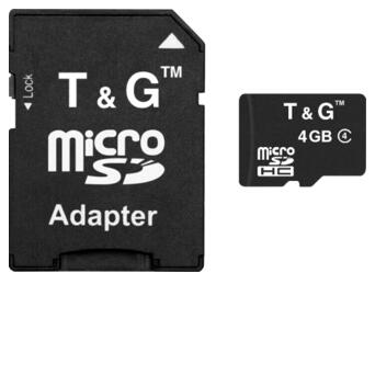 Карта пам'яті micro SDHC T&G 4GB class 4 (з адаптером) TG-4GBSDCL4-01 фото №1