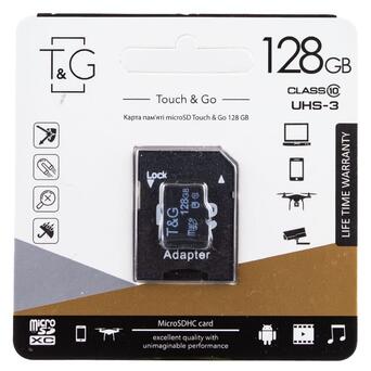 Карта пам'яті T&G microSDHC 128 GB class 10 із адаптером Чорний фото №1