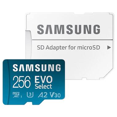Карта памяти microSDXC (UHS-І U3) Samsung EVO Select 256Gb class 10 A2 V30 (R130MB/s W30MB/s) (adapter SD) (MB-ME256KA/EU) фото №5
