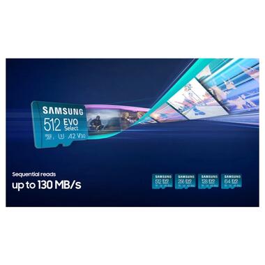 Карта памяти microSDXC (UHS-І U3) Samsung EVO Select 256Gb class 10 A2 V30 (R130MB/s W30MB/s) (adapter SD) (MB-ME256KA/EU) фото №10