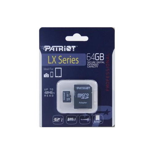 Карта пам'яті Patriot 64GB UHS-I Class 10 LX SD-adapter (PSF64GMCSDXC10) фото №2