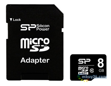 Карта пам'яті Silicon Power 8 ГБ microSDHC класу 10 (адаптер SD) (SP008GBSTH010V10-SP) фото №1