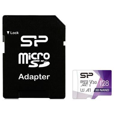 Карта пам'яті Silicon Power 128Gb microSDXC U3 A1 V30 Superior Color 100R/80W + adapter (SP128GBSTXDU3V20AB) фото №1