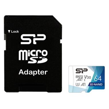 Карта пам'яті Silicon Power 64Gb microSDXC U3 A1 V30 Superior Color 100R/80W + adapter (SP064GBSTXDU3V20AB) фото №1