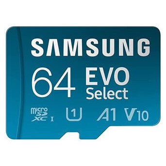 Карта пам'яті Samsung 64Gb EVO Select microSDXC UHS-I   Adapter (MB-ME64KA/AM) фото №1
