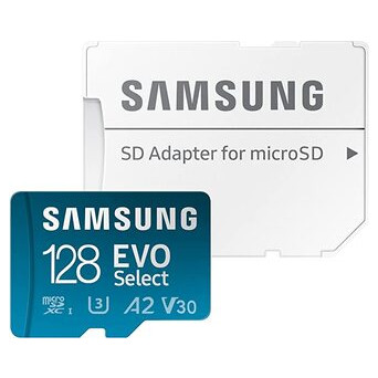 Карта пам'яті Samsung 128GB EVO Select microSDXC   Adapter (MB-ME128KA/AM) фото №2