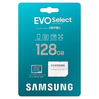 Карта пам'яті Samsung 128GB EVO Select microSDXC   Adapter (MB-ME128KA/AM) фото №3