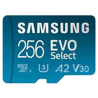 Карта пам'яті Samsung 256Gb EVO Select microSDXC UHS-I   Adapter (MB-ME256KA/AM) фото №1