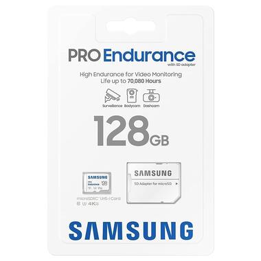 Карта пам'яті Samsung Pro Endurance NEW 128 GB microSDXC Class 10 UHS-I U3 V30 + SD adapter (MB-MJ128KA) фото №3