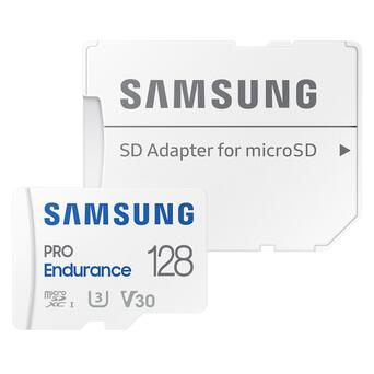 Карта пам'яті Samsung Pro Endurance NEW 128 GB microSDXC Class 10 UHS-I U3 V30 + SD adapter (MB-MJ128KA) фото №1