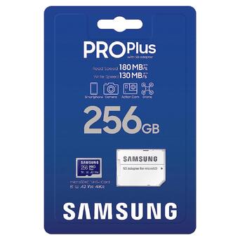 Карта пам'яті SAMSUNG PRO Plus NEW 2023 microSD Memory Card   Adapter, 256GB MicroSDXC (MB-MD256SA) фото №3