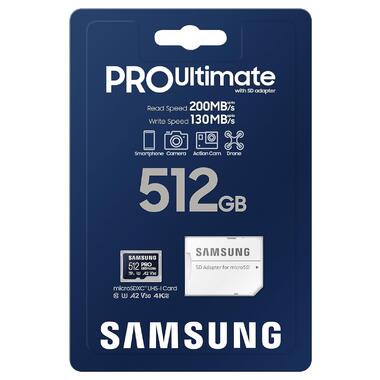 Карта памяти Samsung PRO Ultimate + Adapter microSDXC 512GB (MB-MY512SA) фото №3