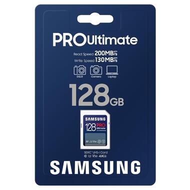 Карта пам'яті  Samsung PRO Ultimate 128GB SDXC 4K UHD, UHS-I, C10, U3, V30, A2 for DSLR (MB-SY128S) фото №2