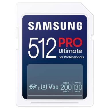 Карта пам'яті  Samsung PRO Ultimate 512GB SDXC 4K UHD, UHS-I, C10, U3, V30, A2 for DSLR (MB-SY512S) фото №1