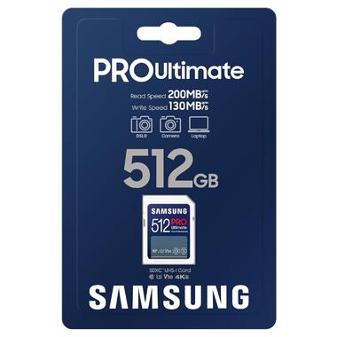 Карта пам'яті  Samsung PRO Ultimate 512GB SDXC 4K UHD, UHS-I, C10, U3, V30, A2 for DSLR (MB-SY512S) фото №2