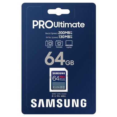 Карта пам'яті  Samsung PRO Ultimate 64GB SDXC 4K UHD, UHS-I, C10, U3, V30, A2 for DSLR (MB-SY64S) фото №2