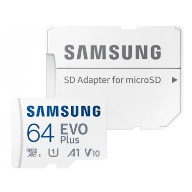 Карта пам'яті Samsung microSDHC 64GB C10 UHS-I R100MB/s Evo Plus + SD (MB-MC64KA/EU) фото №1