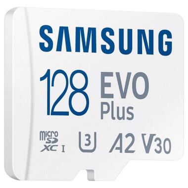 Карта памяти Samsung 128 GB microSDXC Class 10 UHS-I U3 V30 A2 EVO Plus+SD Adapte (MC128SA/EU) фото №4