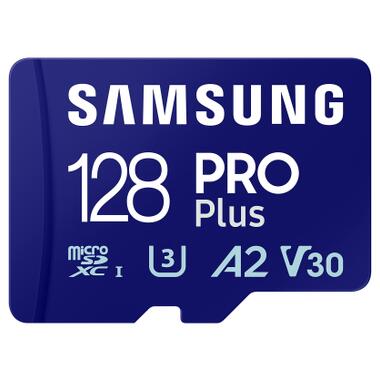 Карта памяти Samsung 128 GB microSDXC Pro Plus UHS-I U3 V30 A2 Class 10 + SD-adapter (MB-MD128SA/EU) фото №2