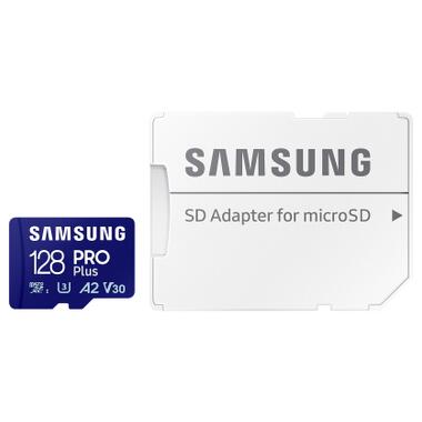 Карта памяти Samsung 128 GB microSDXC Pro Plus UHS-I U3 V30 A2 Class 10 + SD-adapter (MB-MD128SA/EU) фото №1