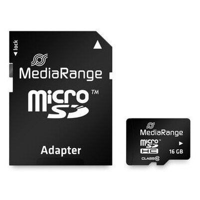 Карта памяти microSDHC MediaRange 16 Gb Class 10 SD адаптер (MR958) фото №2