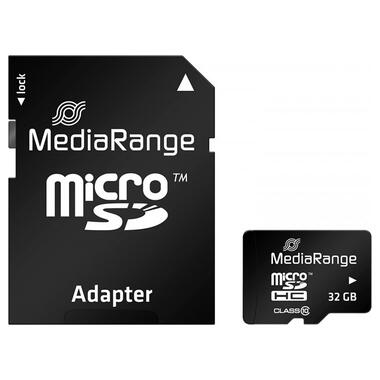 Карта пам'яті MicroSDHC 32GB Class 10 MediaRange R45/W15MB/s + SD-adapter (MR959) фото №1