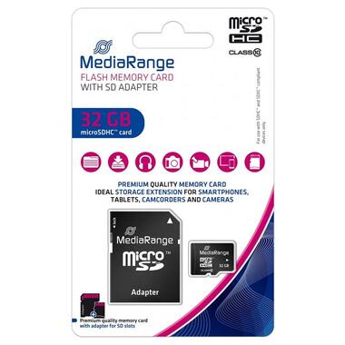 Карта пам'яті MicroSDHC 32GB Class 10 MediaRange R45/W15MB/s + SD-adapter (MR959) фото №4