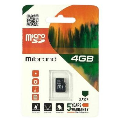 Карта пам'яті Mibrand 4GB microSDHC class 4 (MICDC4/4GB) фото №1