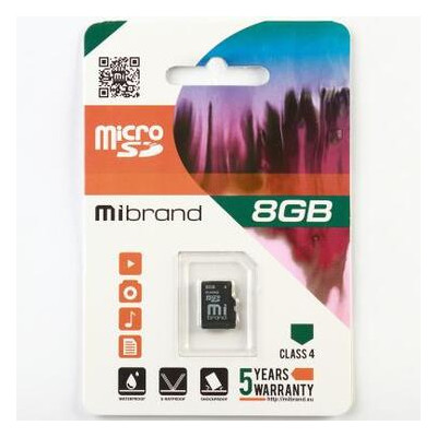 Карта пам'яті Mibrand 8GB microSD class 4 (MICDC4/8GB) фото №1