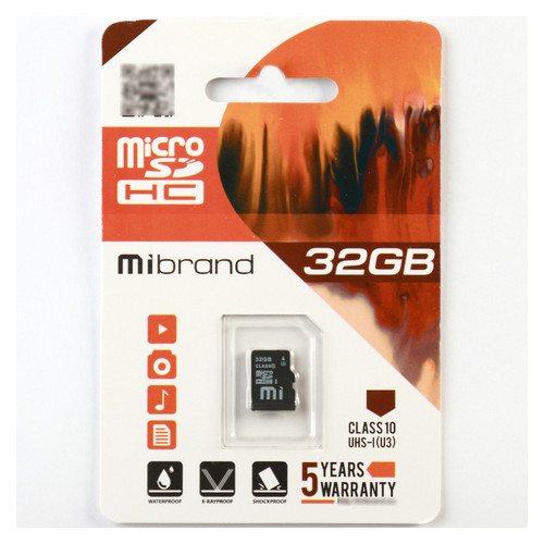Карта пам'яті Mibrand microSDHC 32GB Class 10 UHS-I (U3) Без адаптера (MICDHU3/32GB) фото №1