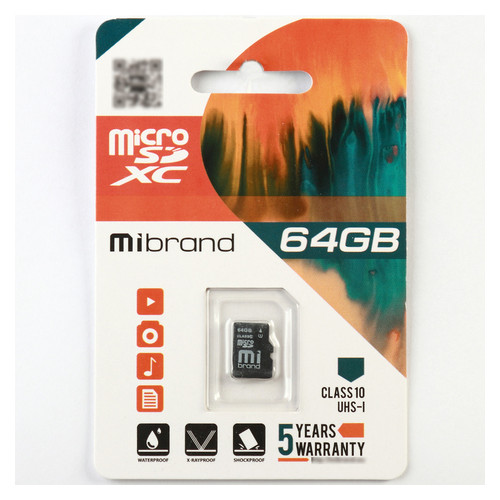 Карта пам'яті Mibrand microSDXC 64GB Class 10 UHS-I Без адаптера (MICDXU1/64GB) фото №1