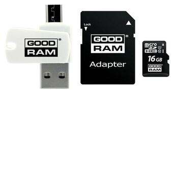 Карта пам'яті Goodram 16GB UHS-I Class 10 SD-adapter OTG Card reader (M1A4-0160R12) фото №1