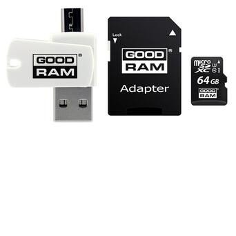 Карта пам'яті GoodRam MicroSDXC 64GB UHS-I Class 10 Adapter SD OTG Card Reader (M1A4-0640R12) фото №1