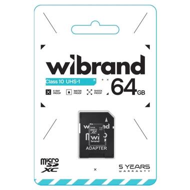 Карта памяти Wibrand 64Gb microSDXC (UHS-1 U1) class 10 (adapter SD) фото №2