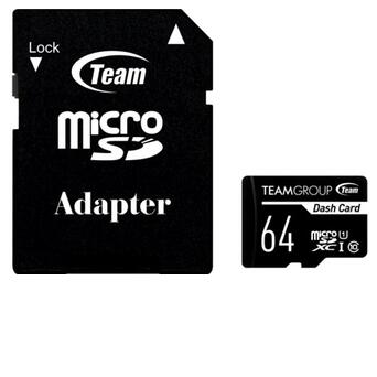 Карта пам'яті Team 64GB UHS-I Class 10 Dash Card SD-adapter (TDUSDX64GUHS03) фото №1