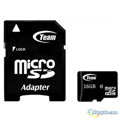 Карта пам'яті Team microSDHC 16GB Class 10 (adapter SD) (TUSDH16GCL1003) фото №1