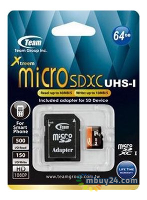 Карта пам'яті Team microSDXC 64GB Class 10 UHS-I (SD адаптер) (TUSDX64GUHS03) фото №2