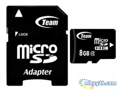 Карта пам'яті Team microSDHC 8GB Class 4 (adapter SD) (TUSDH8GCL403) фото №1