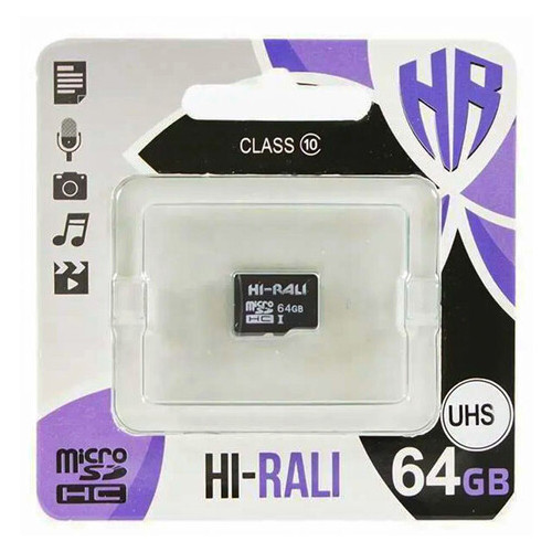 Карта пам'яті Hi-Rali microSDXC (UHS-1) 64 GB Card Class 10 без адаптера Чорний фото №2