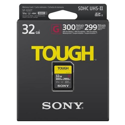 Карта пам'яті Sony 32GB SDHC C10 UHS-II U3 V90 R300/W299MB/s Tough (JN63SF32TG) фото №2