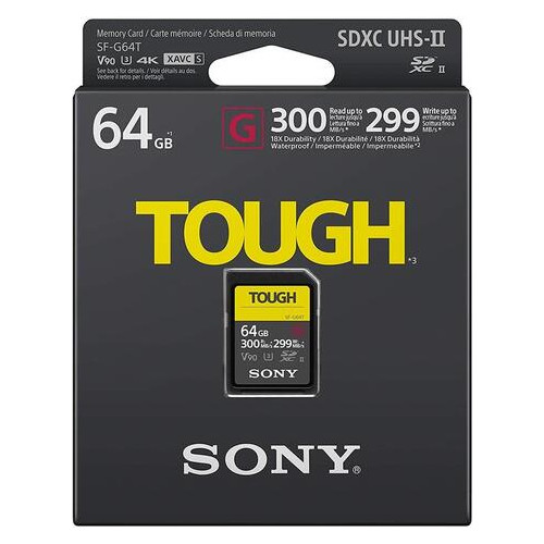 Карта пам'яті Sony 64GB SDXC C10 UHS-II U3 V90 R300/W299MB/s Tough (JN63SF64TG) фото №2