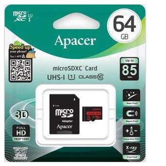 Карта пам'яті Apacer microSDXC 64GB UHS-I U1 adapter (R85MB/s) AP64GMCSX10U5-R фото №4