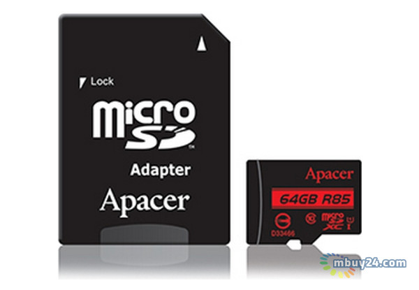 Карта пам'яті Apacer microSDXC 64GB UHS-I U1 adapter (R85MB/s) AP64GMCSX10U5-R фото №1