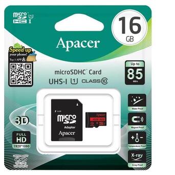 Карта пам'яті Apacer microSDHC 16 GB UHS-I U1 plus Adapter (AP16GMCSH10U5-R) фото №3