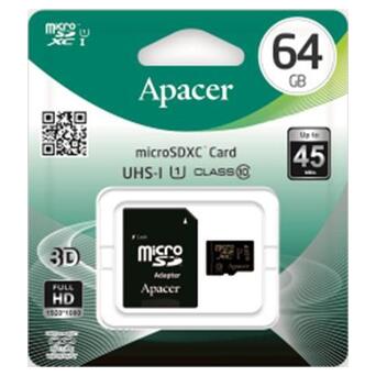 Карта пам'яті Apacer 64 GB microSDXC Class 10 UHS-I plus SD adapter (AP64GMCSX10U1-R) фото №3