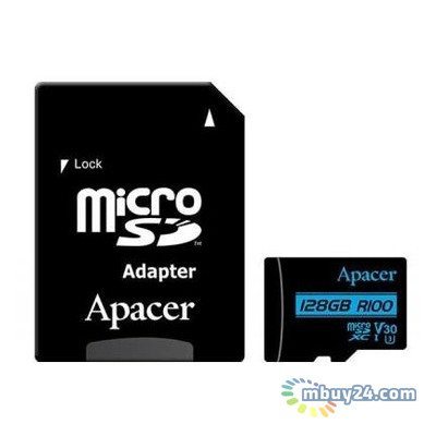 Карта пам'яті Apacer 128GB microSDHC class 10 UHS-I U1 V10 (AP128GMCSX10U7-R) фото №1