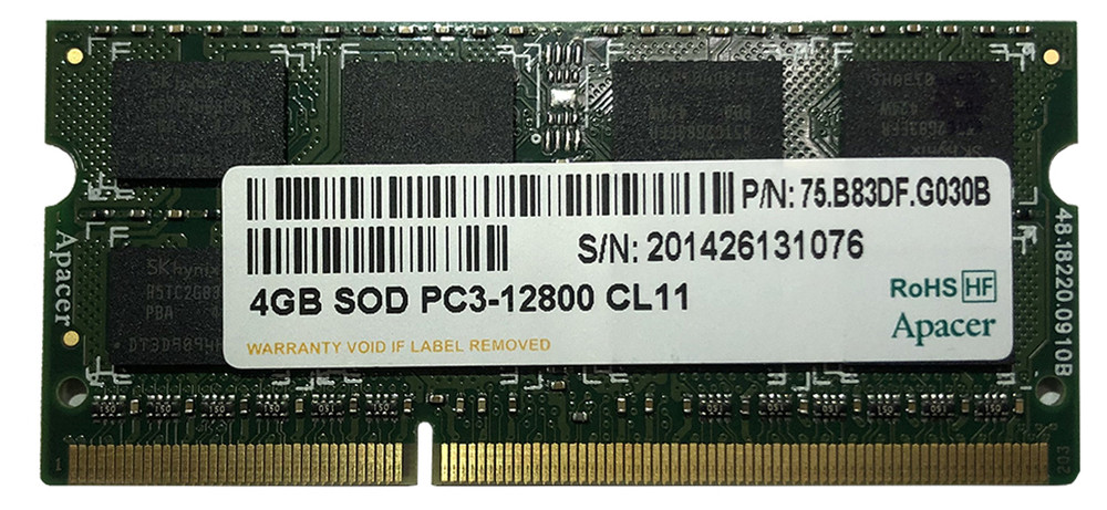 Память Apacer 4 GB SO-DIMM DDR3 1600 MHz (75.B83DF.G030B) фото №1