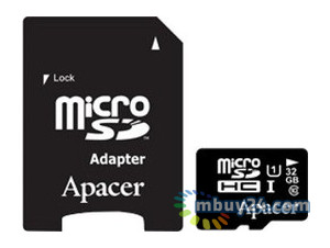 Карта пам'яті Apacer microSDHC 32GB UHS-I Class 10 (adapter SD) (AP32GMCSH10U1-R) фото №1