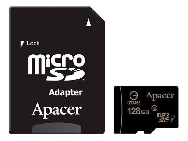 Карта пам'яті Apacer 128GB microSDXC Class 10 UHS-I   SD-adapter (AP128GMCSX10U1-R) фото №1