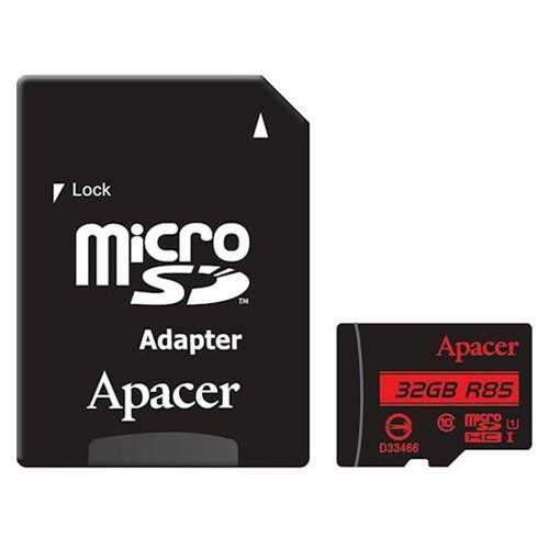 Карта пам'яті MicroSDHC Apacer 32GB UHS-I Class 10 SD adapter (AP32GMCSH10U5-R) фото №1